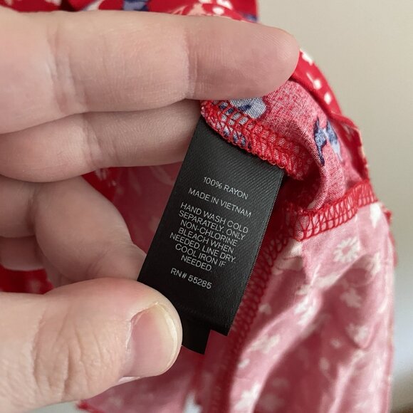 Express Women Sz S Red Floral Faux Wrap Adj Spaghetti Strap Ruffled Sundress - Picture 9 of 11